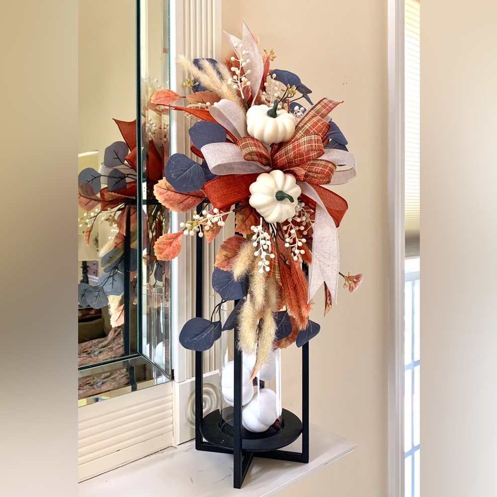 HAND CRAFTED Unique Fall Lantern Swag, Adornment, Decoration
